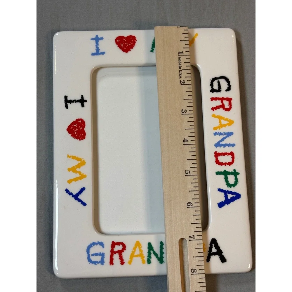 Vintage I Love My Grandpa Ceramic Picture Frame Multi-Color Crayon Style 4x6